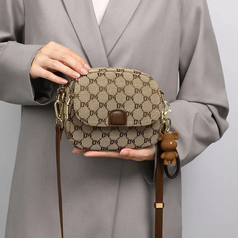 Kevin Cohen Fabric Shoulder Bag Trumpets Women's Coffee-3