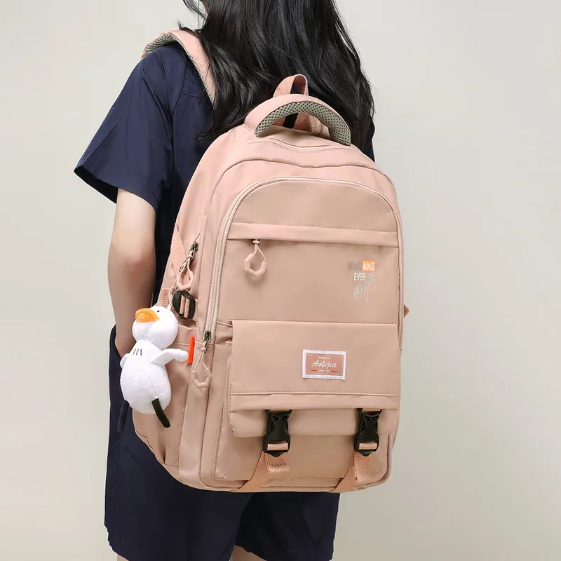 Kevin Cohen Nylon Fabric Backpack Laptop Bag Travel Bag Regular Women's Pink-5