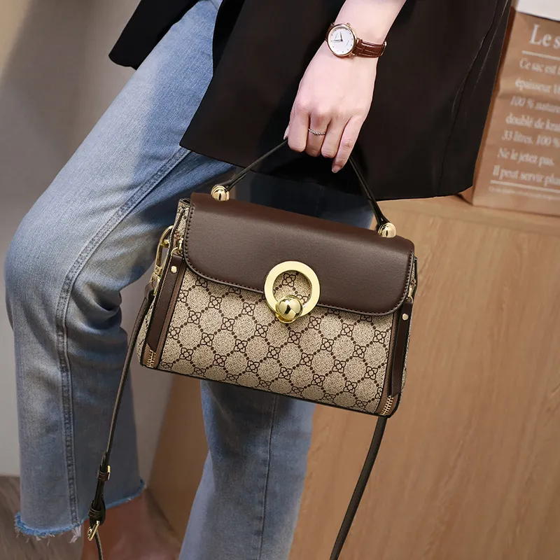 Kevin Cohen PVC Mom Bag, Handbag, Shoulder Bag, Crossbody Bag Women's Coffee-2