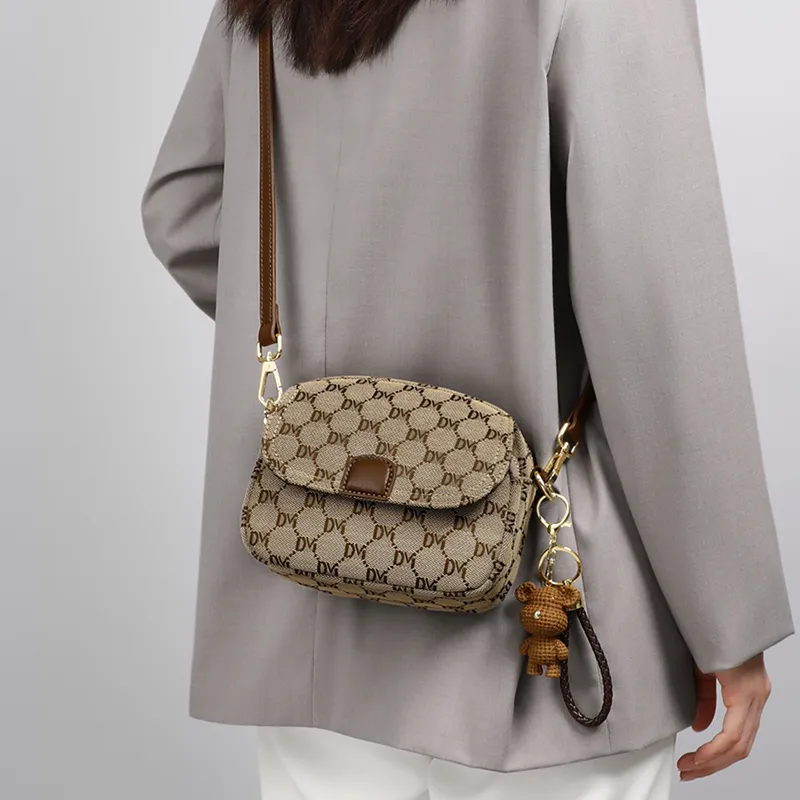 Kevin Cohen Fabric Shoulder Bag Trumpets Women's Coffee-4