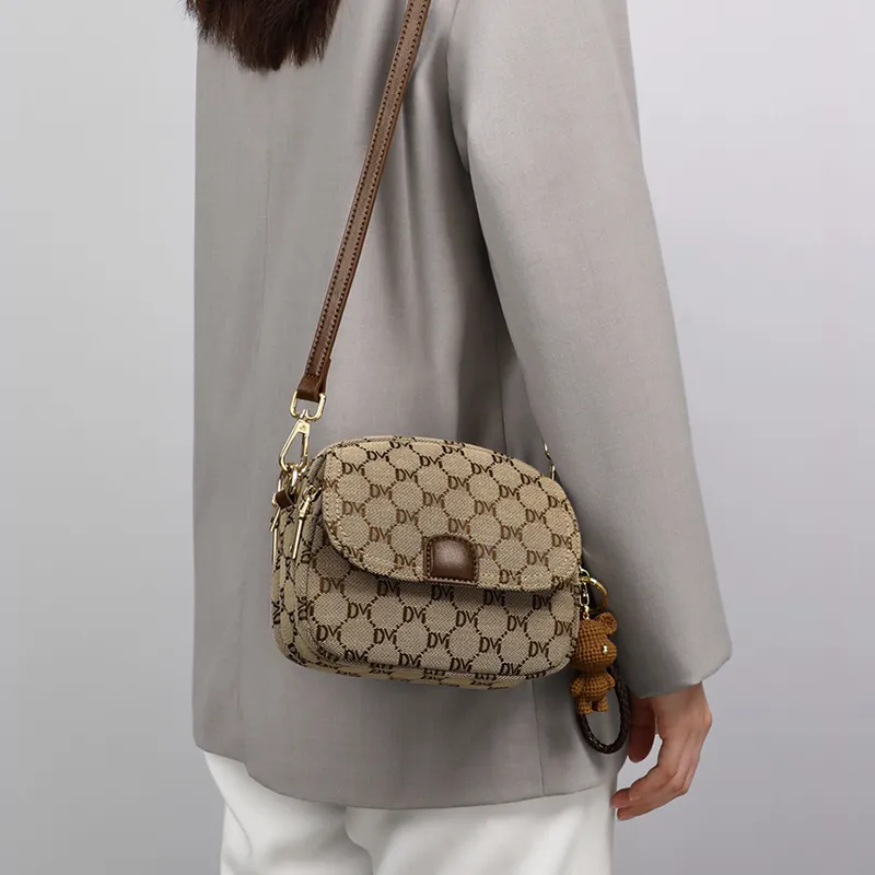 Kevin Cohen Fabric Shoulder Bag Trumpets Women's Coffee-2