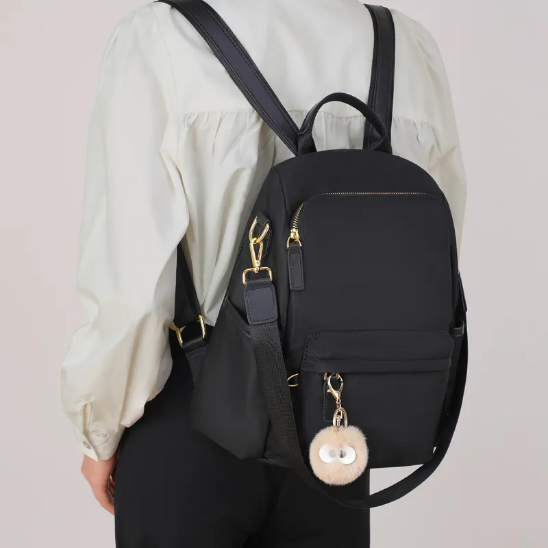 Kevin Cohen Fabric Backpack Regular Unisex Jet Black-9