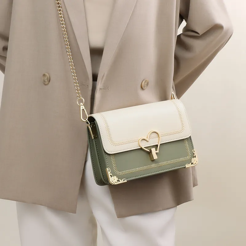 Kevin Cohen Cow Leather Shoulder Bag, Crossbody Bag, Small Square Bag Trumpets Women's Matcha Green-4