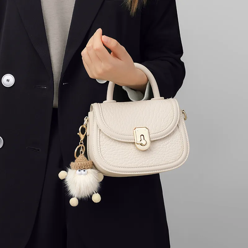 Kevin Cohen Cow Leather With Synthetic Leather Crossbody Bag, Shoulder Bag, Handbag Regular Women's Ecru-5