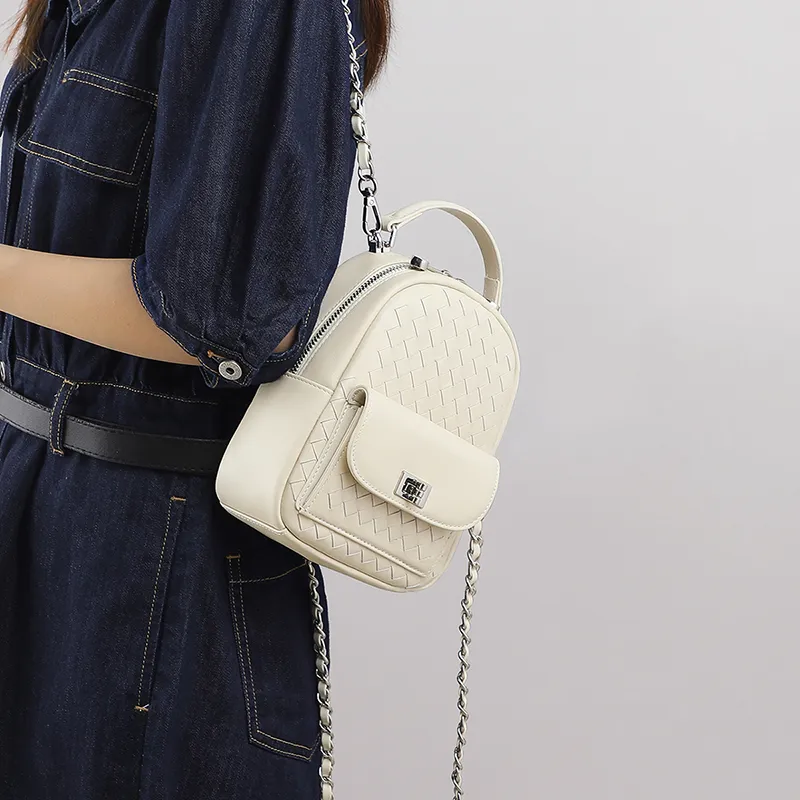 Kevin Cohen Cow Leather Backpack Regular Women's Milkshake White-4
