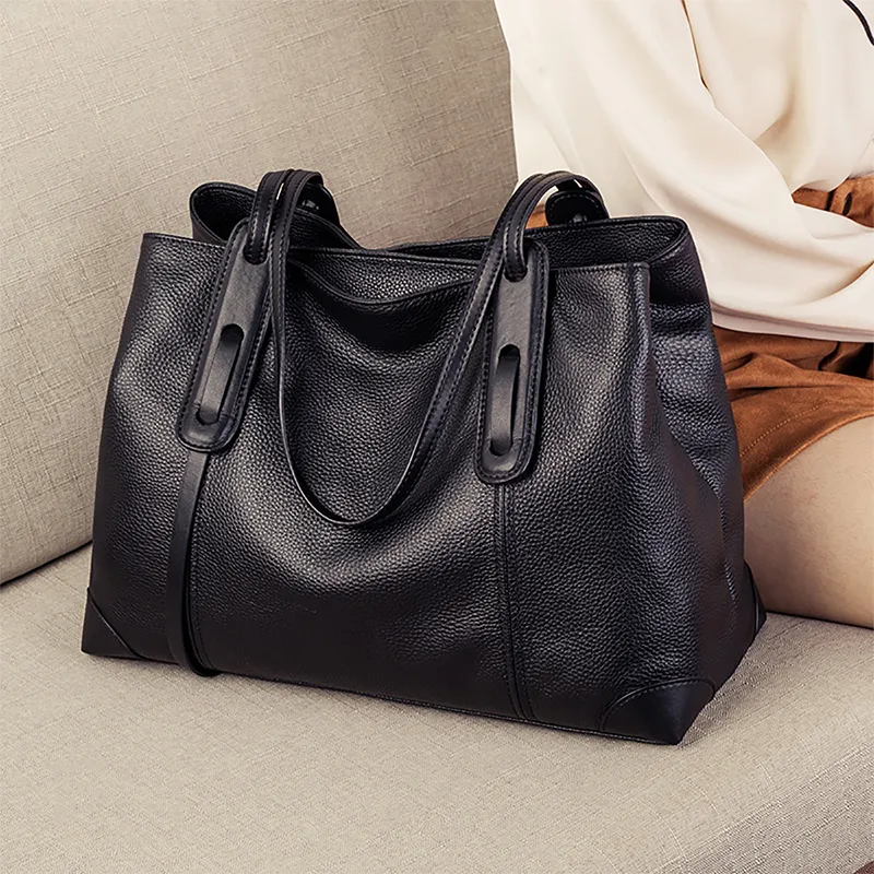 Kevin Cohen Cow Leather With Synthetic Leather Handbag, Shoulder Bag Medium Size Women's Black & Coffee/Black-4