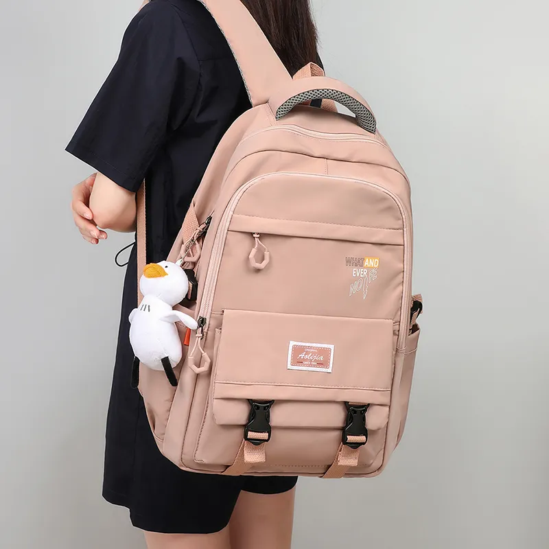 Kevin Cohen Nylon Fabric Backpack Laptop Bag Travel Bag Regular Women's Pink-4