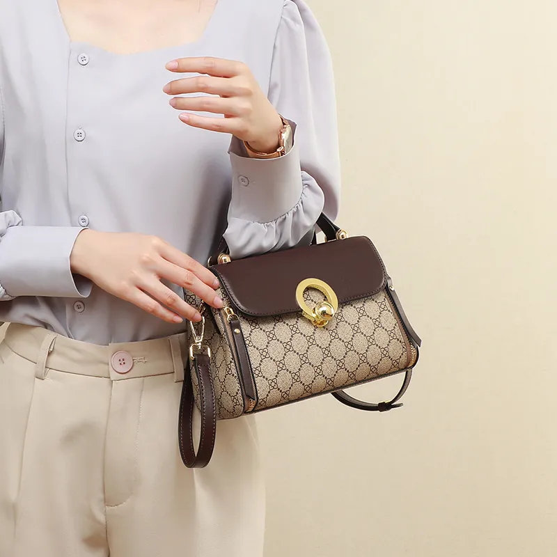 Kevin Cohen PVC Mom Bag, Handbag, Shoulder Bag, Crossbody Bag Women's Coffee-4