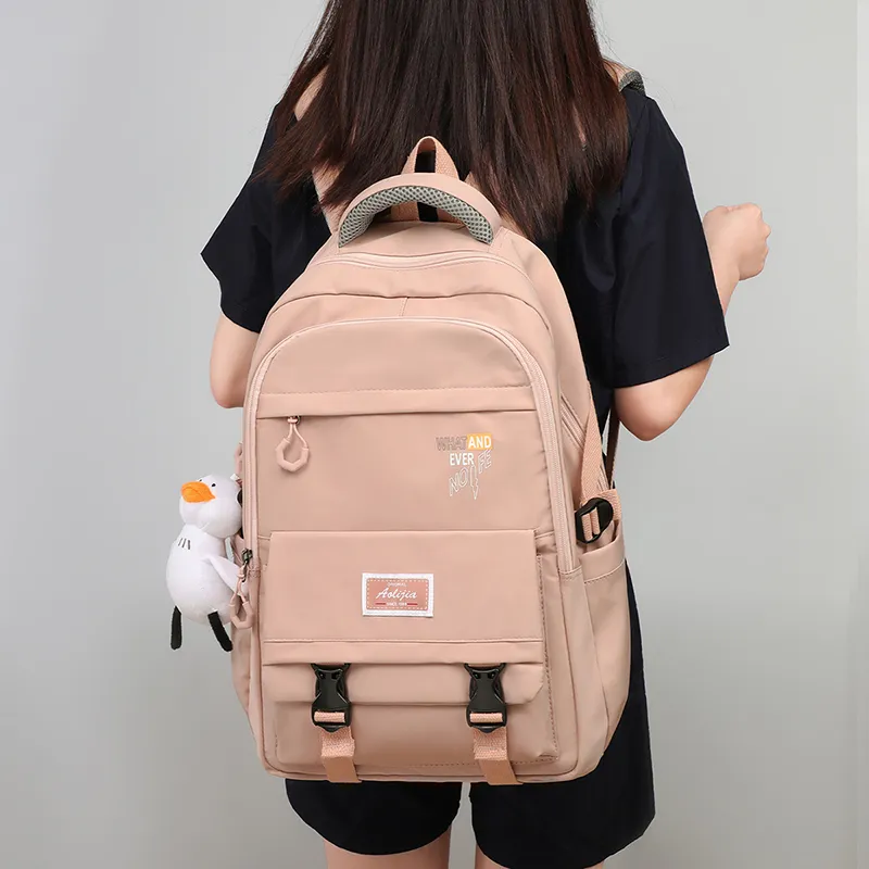Kevin Cohen Nylon Fabric Backpack Laptop Bag Travel Bag Regular Women's Pink-3