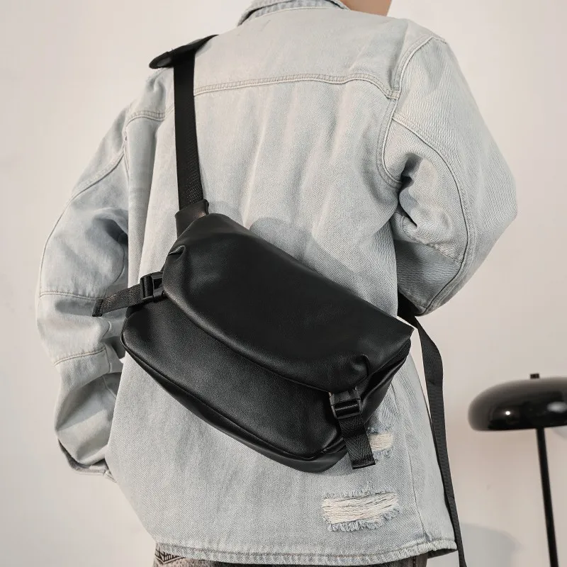 CMLZIUA PU Crossbody Bag Large Size Unisex Black-6