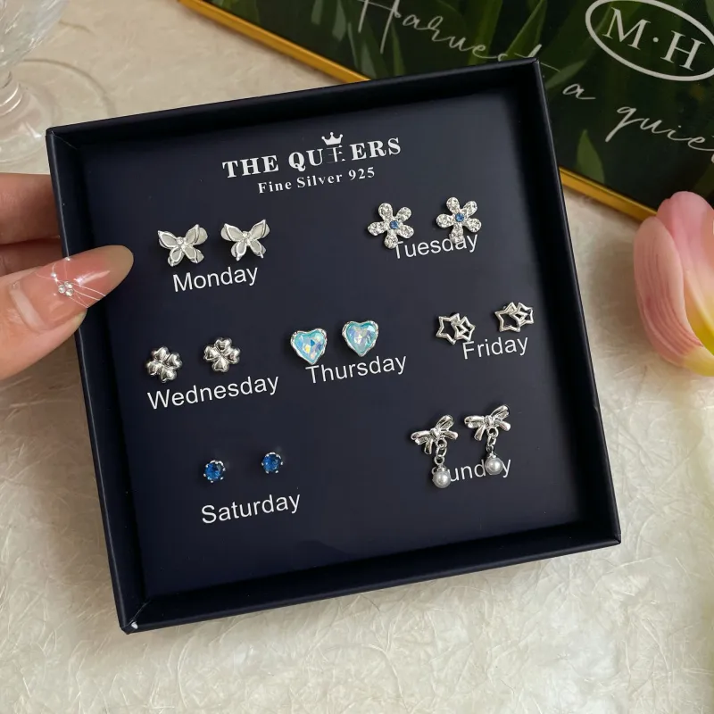 Silver Trim S925 Sterling Silver Stud, Alloy Stud Earrings Women's-1