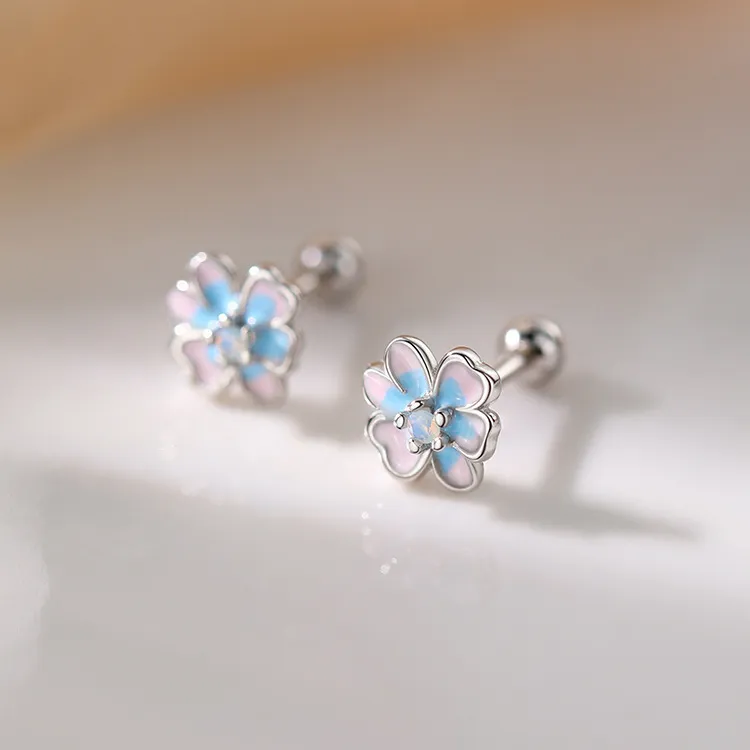 GIFT&CO S999 Fine Silver Stud Earrings Women's-4