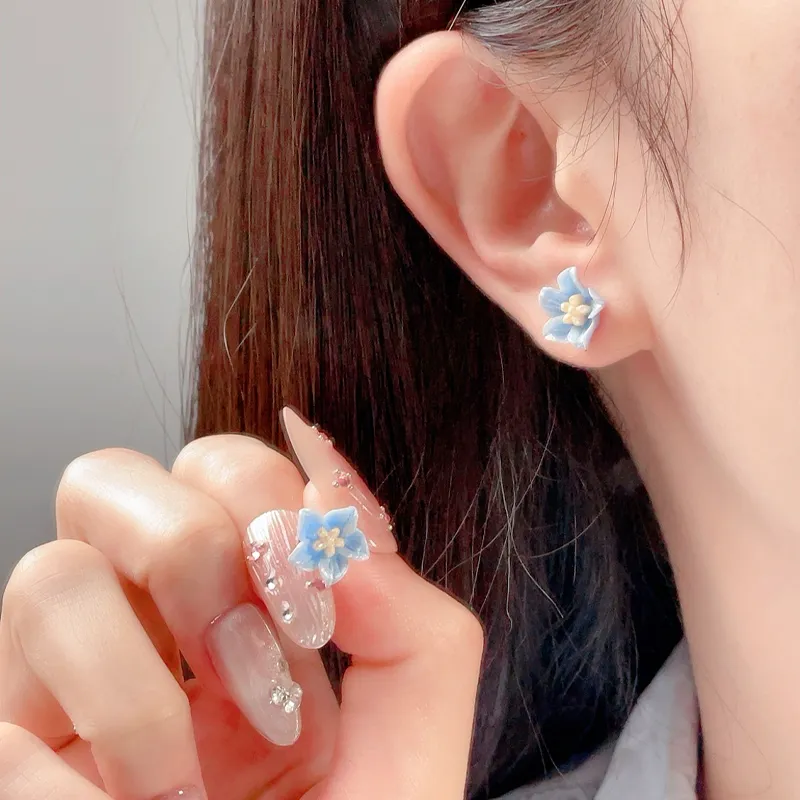 GIFT&CO Gold Plated S925 Silver Needle Stud Earrings Women's-5