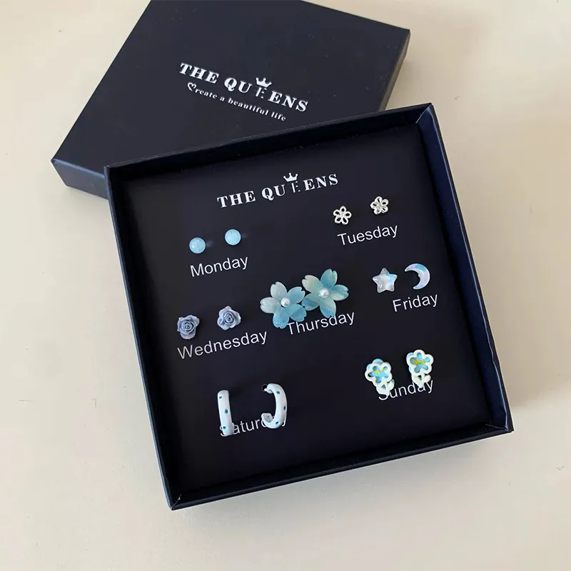 GIFT&CO 925 Silver-Plated Needle Stud Earrings Women's-6