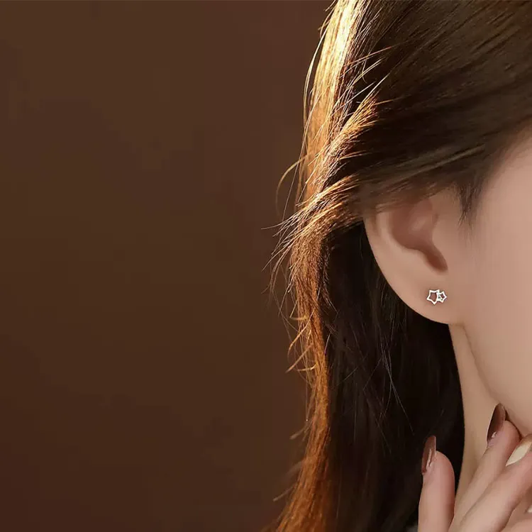 Silver Trim S925 Sterling Silver Stud, Alloy Stud Earrings Women's-13