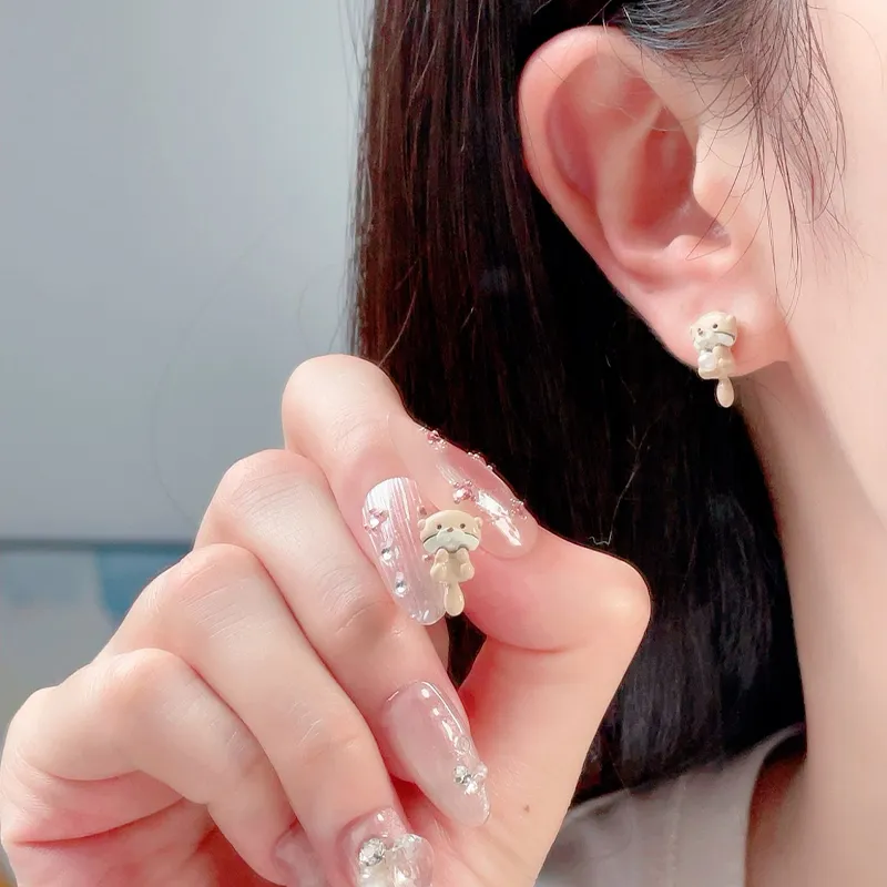 GIFT&CO Gold Plated S925 Silver Needle Stud Earrings Women's-2