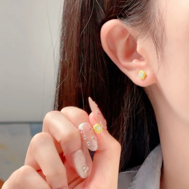 GIFT&CO Gold Plated S925 Silver Needle Stud Earrings Women's-13