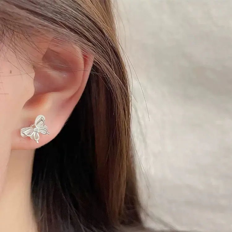 Silver Trim S925 Sterling Silver Stud, Alloy Stud Earrings Women's-9