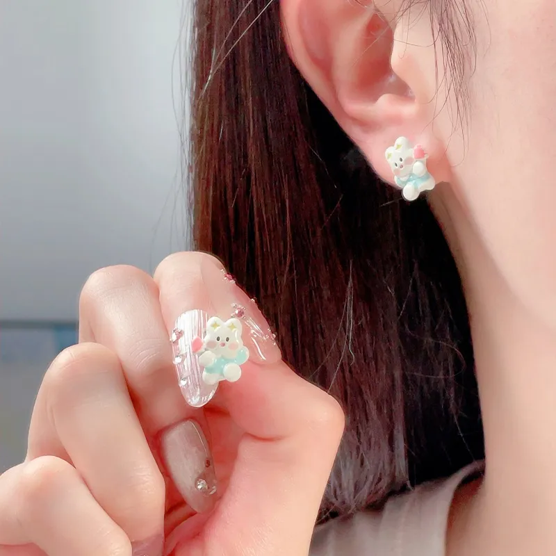 GIFT&CO Gold Plated S925 Silver Needle Stud Earrings Women's-15