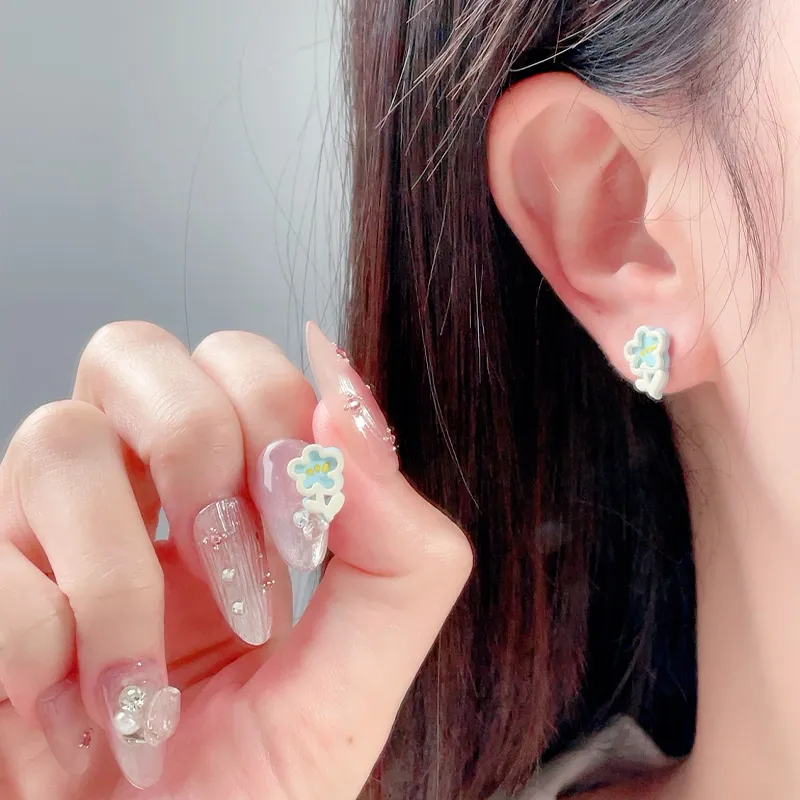 GIFT&CO 925 Silver-Plated Needle Stud Earrings Women's-5