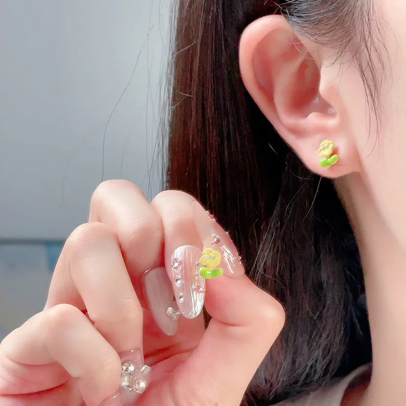 GIFT&CO Gold Plated S925 Silver Needle Stud Earrings Women's-23
