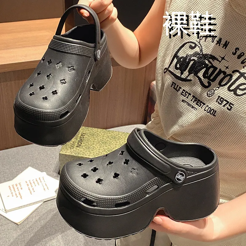 NAIHUO Platform Clogs For Women's Summer Wear, Slip Resistant Beach Height Increasing EVA Closed Toe Slippers-13