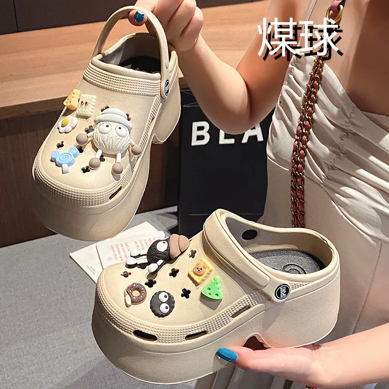 NAIHUO Platform Clogs For Women's Summer Wear, Slip Resistant Beach Height Increasing EVA Closed Toe Slippers-16