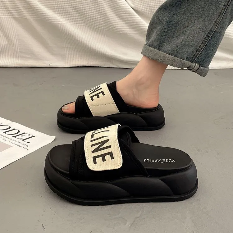 NAIHUO Platform Height Increasing Slip Resistant Home Indoor Slippers Spring Summer Fashion Versatile Platform Sole-1