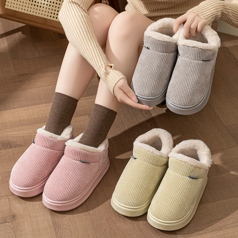 NAIHUO Closed Heel Slippers For Women's-Winter Indoor Use-Soft Velvet Warm Slip-Resistant Padded Shoes For Men-4