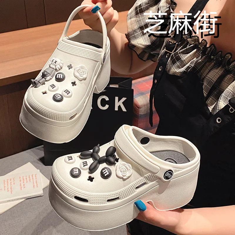 NAIHUO Platform Clogs For Women's Summer Wear, Slip Resistant Beach Height Increasing EVA Closed Toe Slippers-1