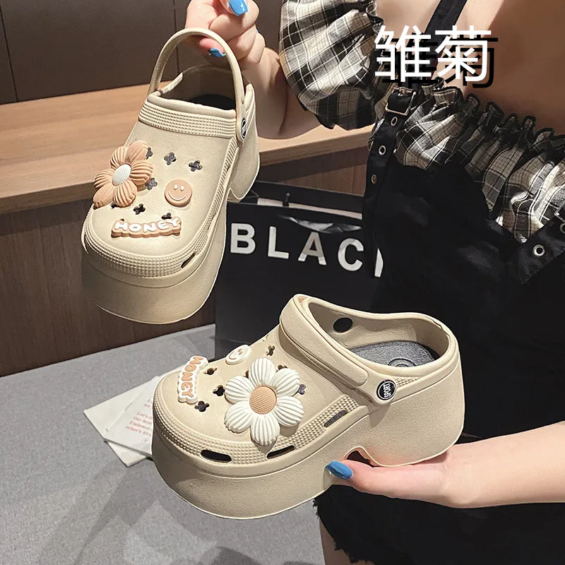 NAIHUO Platform Clogs For Women's Summer Wear, Slip Resistant Beach Height Increasing EVA Closed Toe Slippers-17