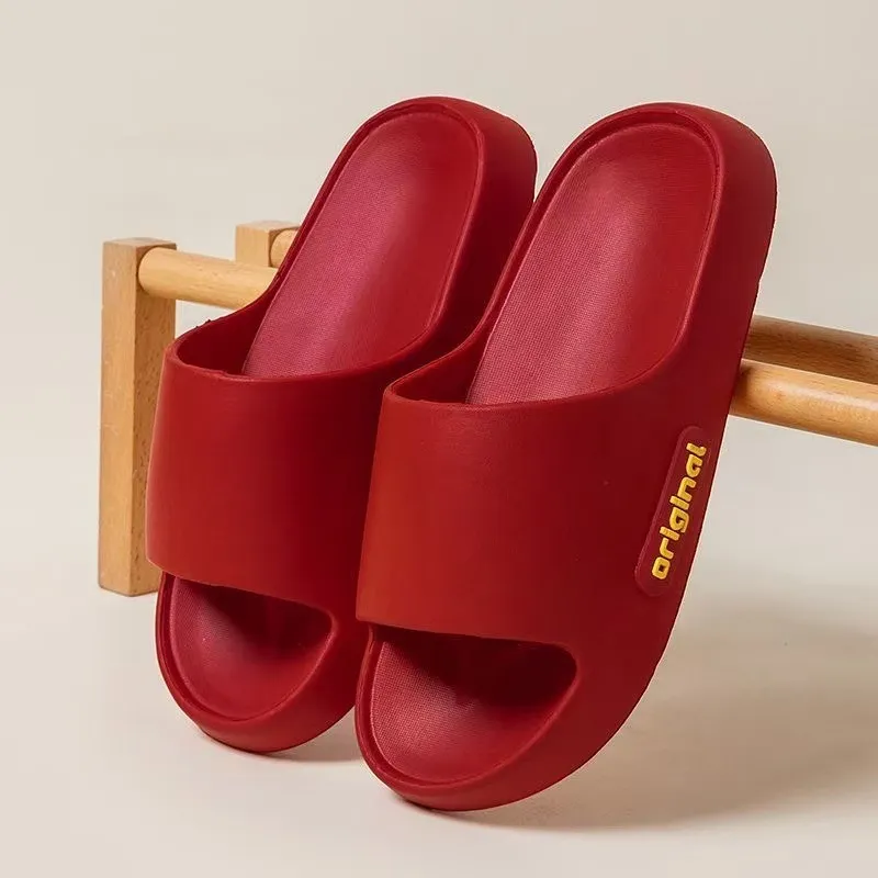 NAIHUO Summer Squashy And Bouncy Feeling Platform Unisex, Home Bathroom Slip Resistant Quiet Couple's Slippers-1
