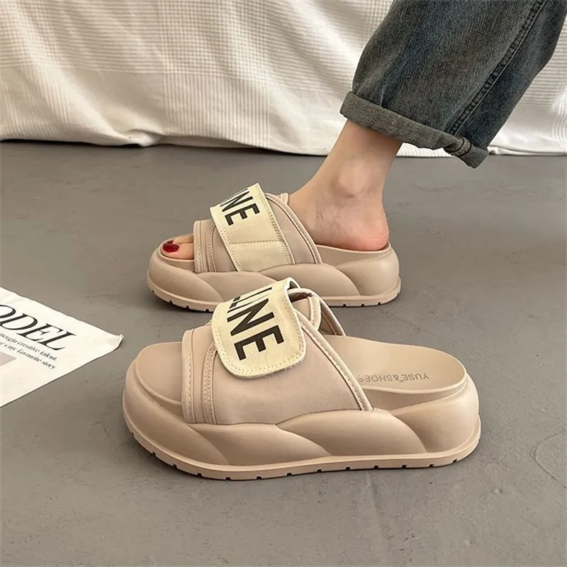 NAIHUO Platform Height Increasing Slip Resistant Home Indoor Slippers Spring Summer Fashion Versatile Platform Sole-7