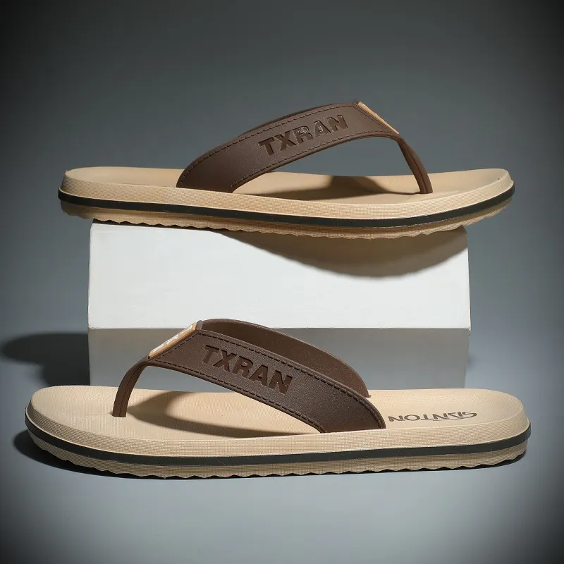 NAIHUO Men's Flip Flops Summer Outerwear Slip Resistant Men's Slippers Beach Korean Style Men's Toe Slipper Sandals-4