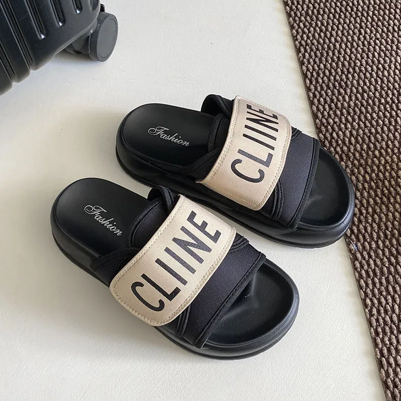 NAIHUO Platform Height Increasing Slip Resistant Home Indoor Slippers Spring Summer Fashion Versatile Platform Sole-4