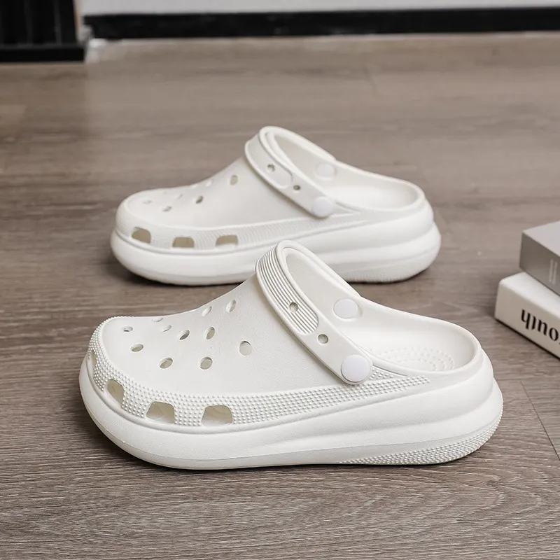 NAIHUO Integrated Cream Puff Clogs For Women's, Platform Height Increasing, Versatile-2