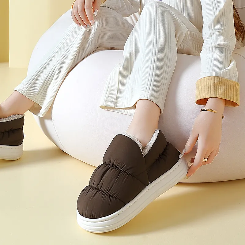 NAIHUO Women's Winter Couple Indoor Home Fleece-Lined Platform Warm Padded Shoes For Home Use Water-Resistant-2