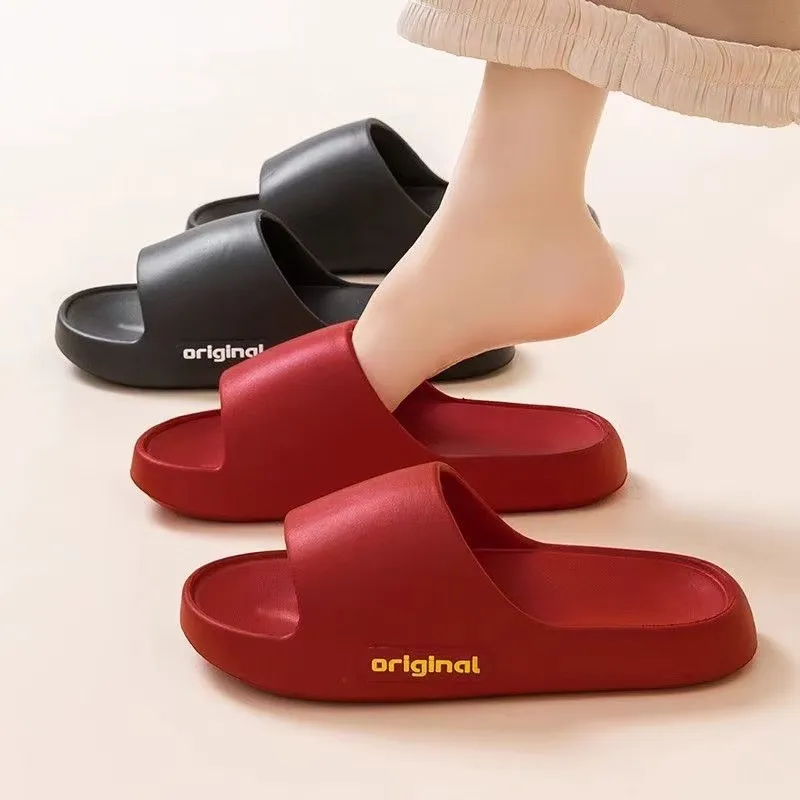 NAIHUO Summer Squashy And Bouncy Feeling Platform Unisex, Home Bathroom Slip Resistant Quiet Couple's Slippers-2