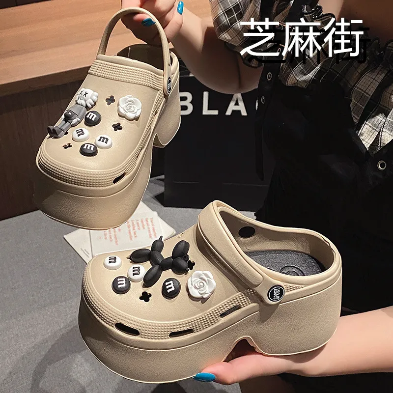 NAIHUO Platform Clogs For Women's Summer Wear, Slip Resistant Beach Height Increasing EVA Closed Toe Slippers-15