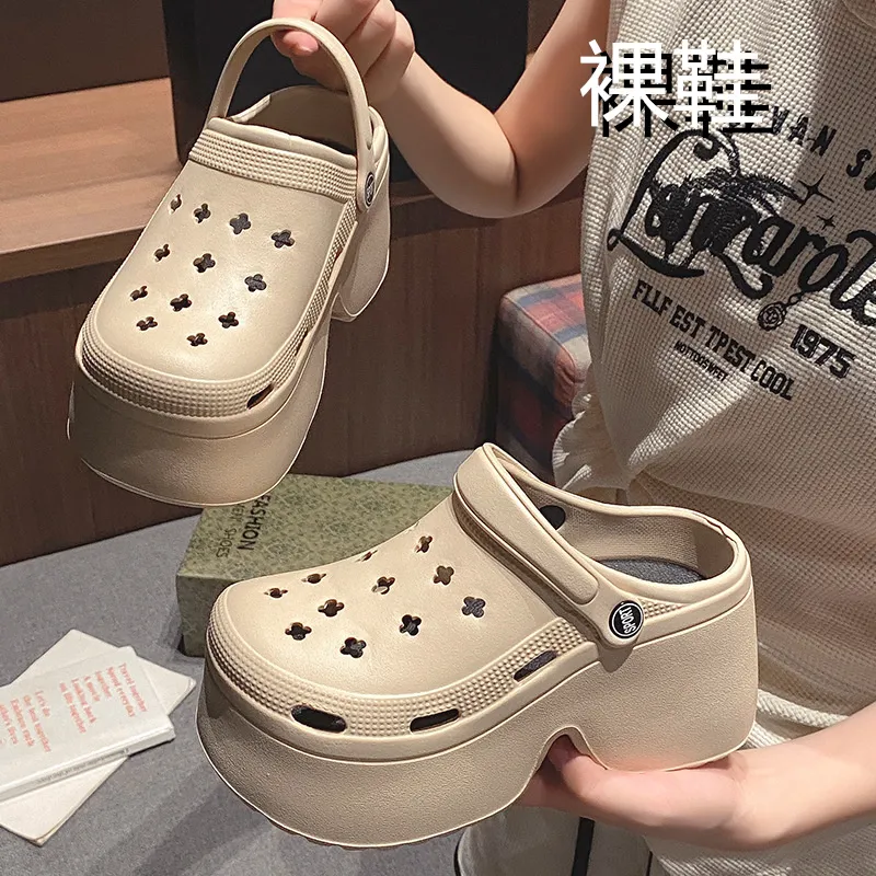 NAIHUO Platform Clogs For Women's Summer Wear, Slip Resistant Beach Height Increasing EVA Closed Toe Slippers-20
