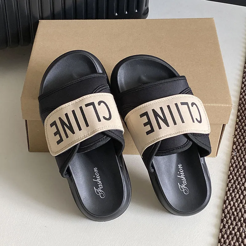NAIHUO Platform Height Increasing Slip Resistant Home Indoor Slippers Spring Summer Fashion Versatile Platform Sole-3