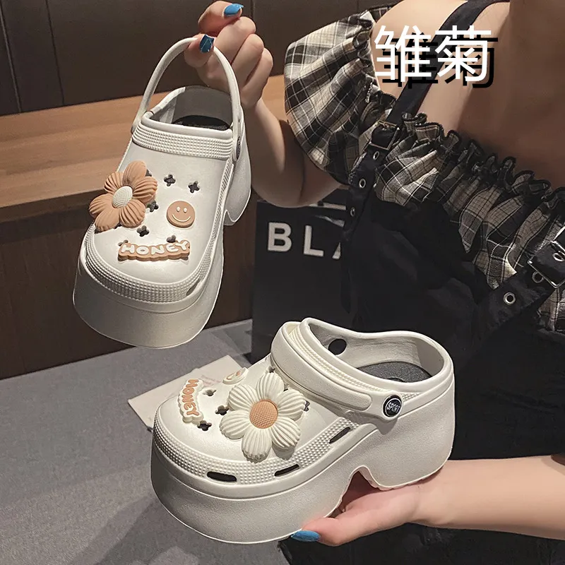 NAIHUO Platform Clogs For Women's Summer Wear, Slip Resistant Beach Height Increasing EVA Closed Toe Slippers-3
