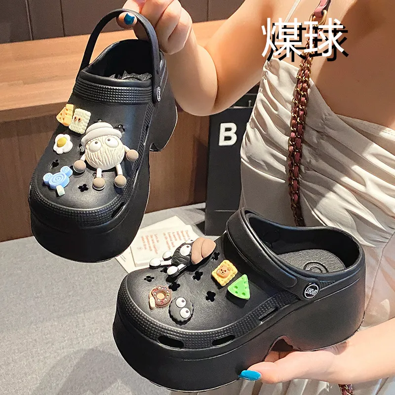 NAIHUO Platform Clogs For Women's Summer Wear, Slip Resistant Beach Height Increasing EVA Closed Toe Slippers-9