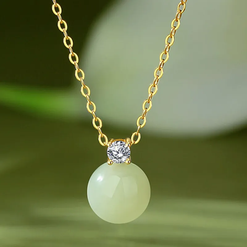 JIACUIYUN Hetian Jade Necklaces Green Jade Unisex-2