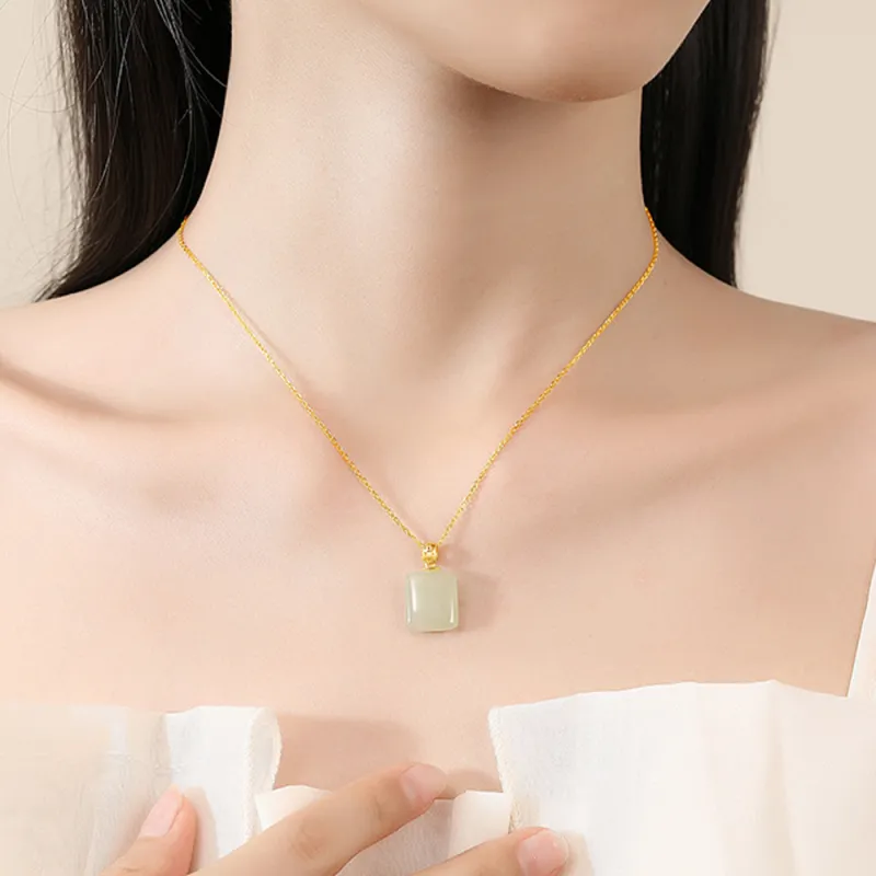 JIACUIYUN Hetian Jade Necklaces Green Jade Unisex-1
