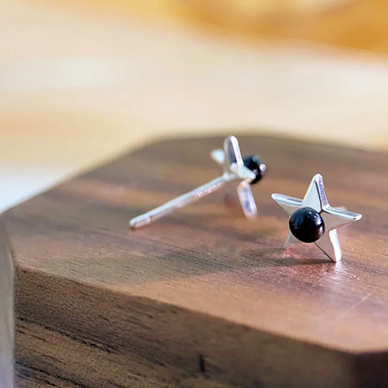 JIACUIYUN Obsidian Stud Earrings Unisex-2