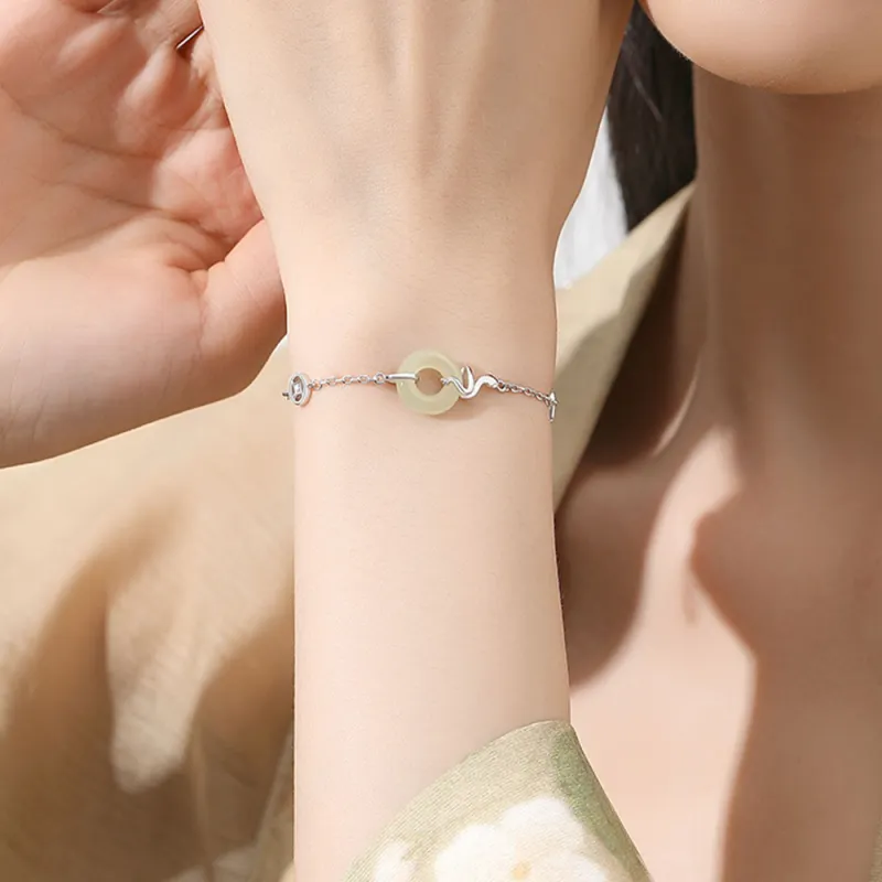JIACUIYUN Hetian Jade Bracelets Green Jade Unisex-1