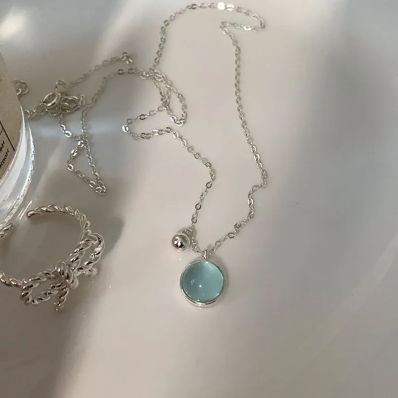 JIACUIYUN Glass Cat Eye Necklaces Unisex-1