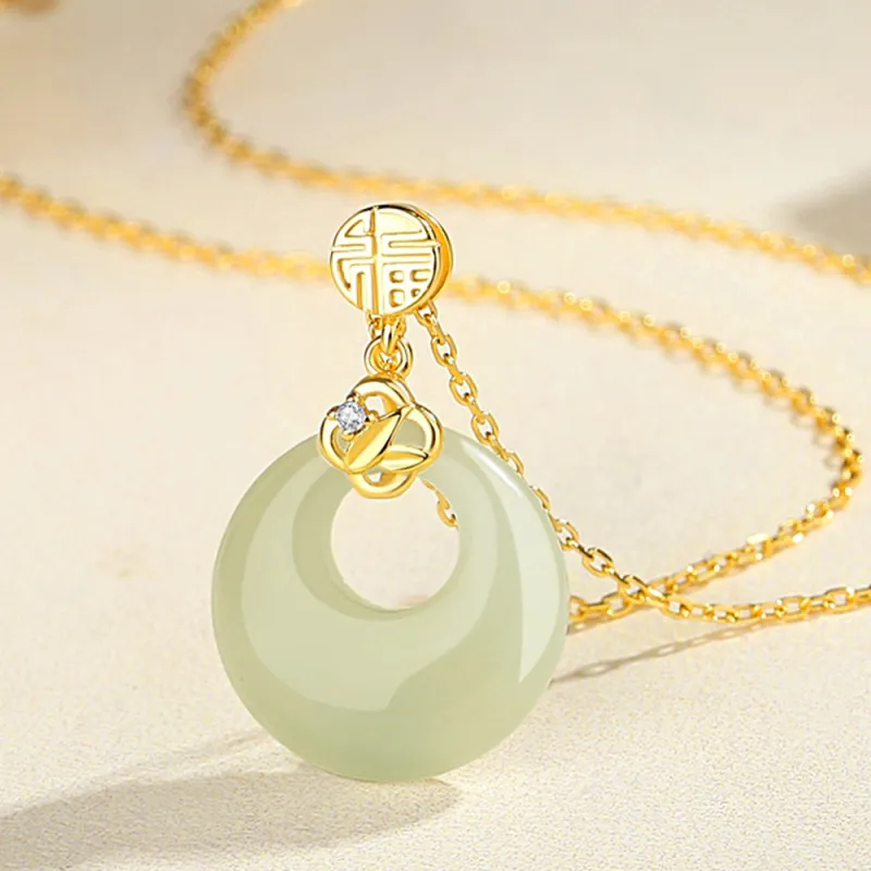 JIACUIYUN Hetian Jade Necklaces Green Jade Unisex-1