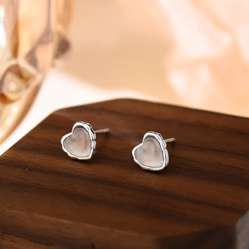 JIACUIYUN Glass Cat Eye Stud Earrings Unisex-2